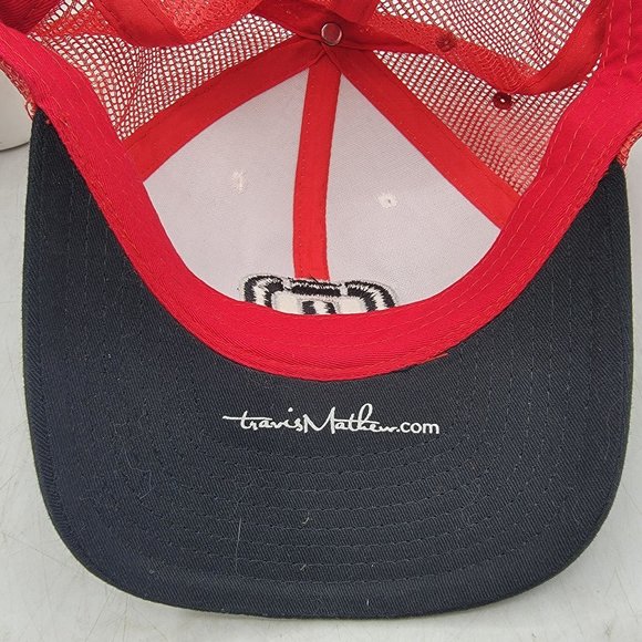 Travis Mathew White Red Trucker Hat Logo Mesh Back Breathable Lightweight Casual - Picture 9 of 9